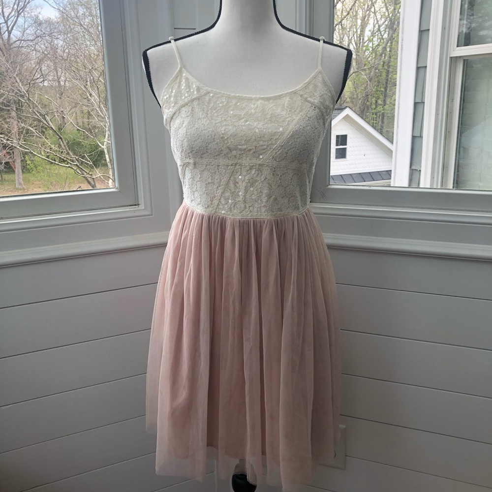 Pretty Princess dress with white sequin top and pink tulle skirt
